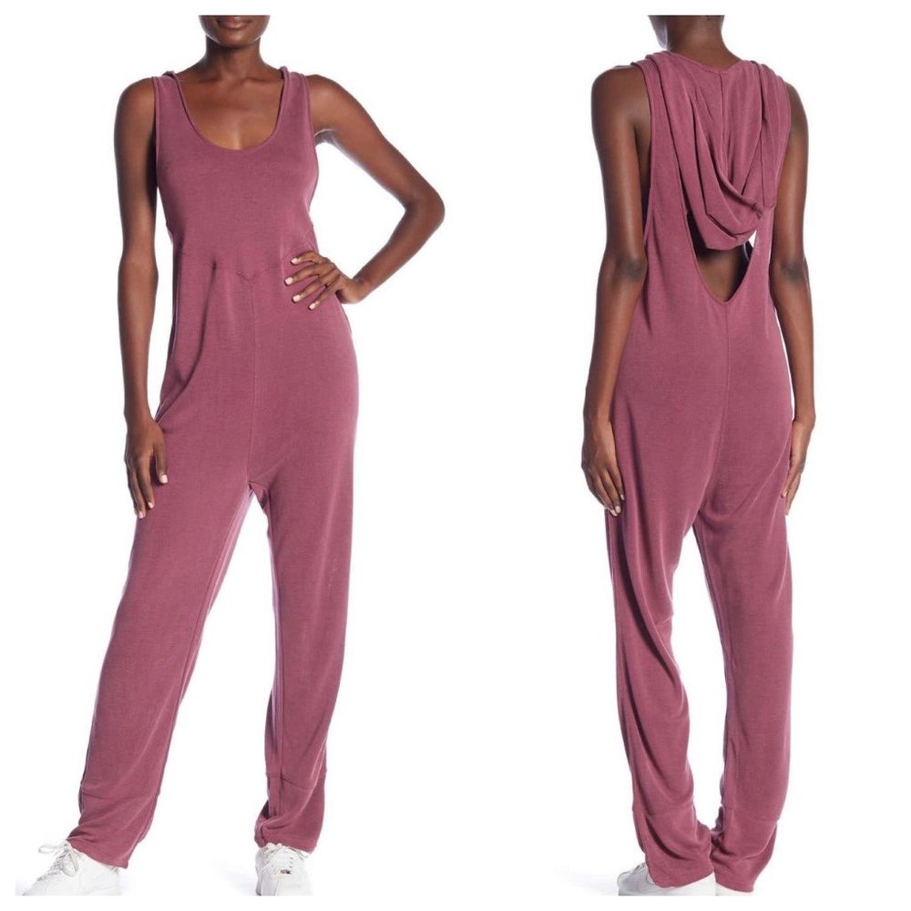 Free People Back Into It Jumpsuit Wine NWT XS - Picture 1 of 9
